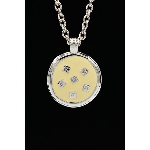 Givenchy Vintage Logo Necklace Heavy Reversible Pendant Enamel Chunky 1980s BinR - Picture 1 of 12